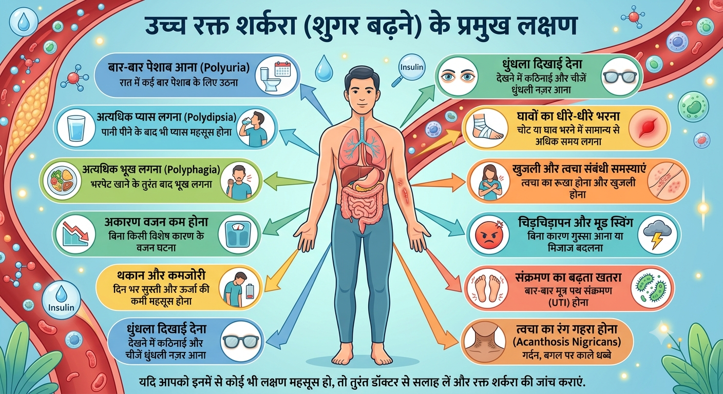 शुगर बढ़ने के लक्षण