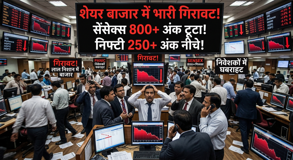 शेयर बाजार में गिरावट
